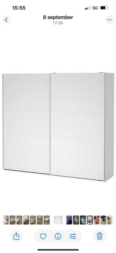 Grote Deense Hang/Legkast “Tvilum-Scanbirk” 2 Schuifdeuren, Huis en Inrichting, Kasten | Kledingkasten, Gebruikt, 200 cm of meer