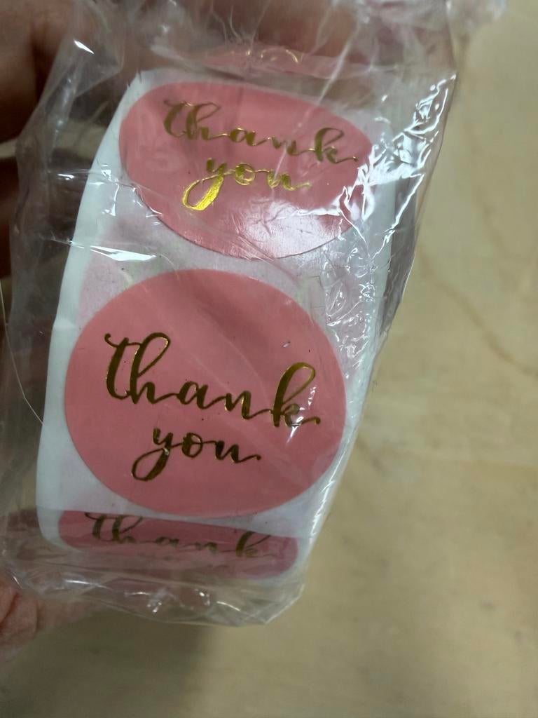 Roze 'Thank You' Stickers - Perfect voor Cadeaus, Hobby en Vrije tijd, Stickers en Plaatjes, Nieuw, Meerdere stickers, Ophalen of Verzenden