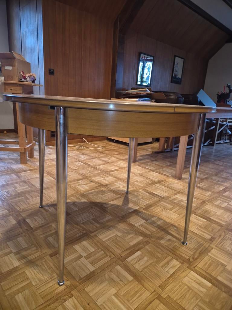 Ronde uitschuifbare tafel - vintage / retro stijl, Huis en Inrichting, Tafels | Eettafels, Ophalen of Verzenden