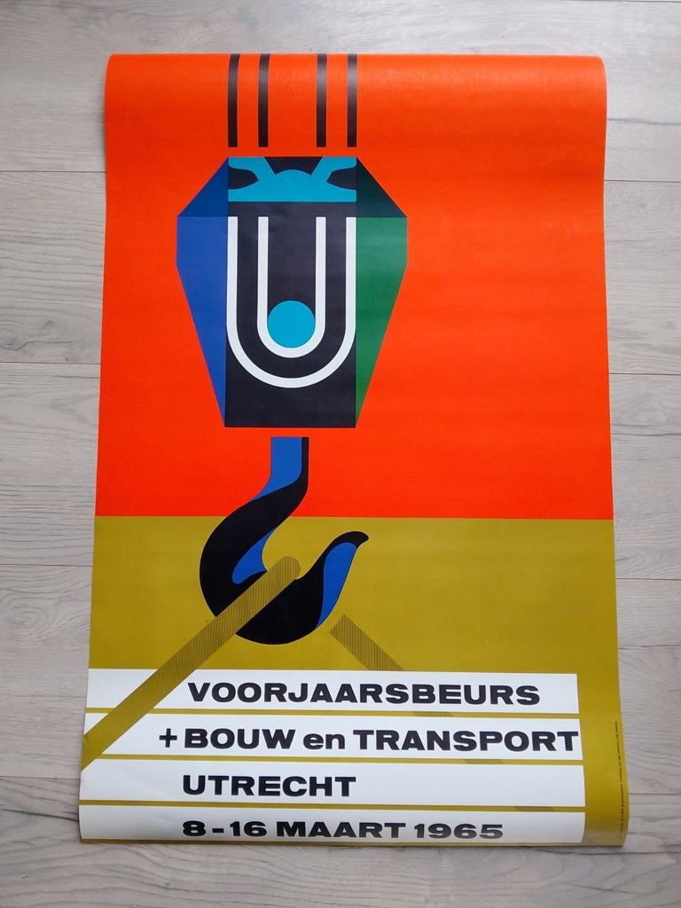 Voorjaarsbeurs Bouw en Transport Utrecht 1965 poster, Rechthoekig Staand, Ophalen of Verzenden, Zo goed als nieuw, A1 t/m A3