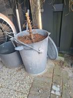 Ouderwetse zinken prullenbak, Ophalen, Gebruikt, Minder dan 60 cm, Rond