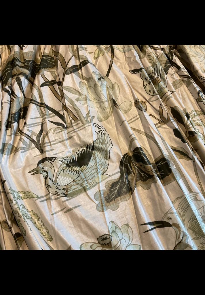 luxe gordijnen chintz vogels bloemen, klaar,gevoerd,3,90m, Ophalen of Verzenden, Gebruikt, 200 cm of meer