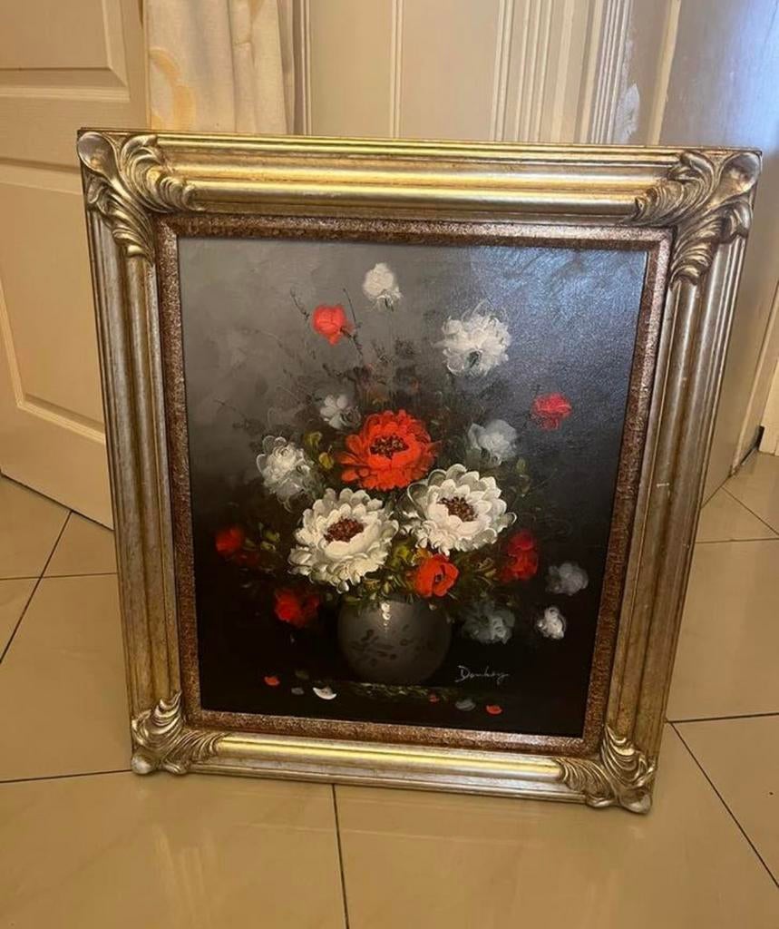 Prachtige olieverf bloemen schilderij, Ophalen of Verzenden