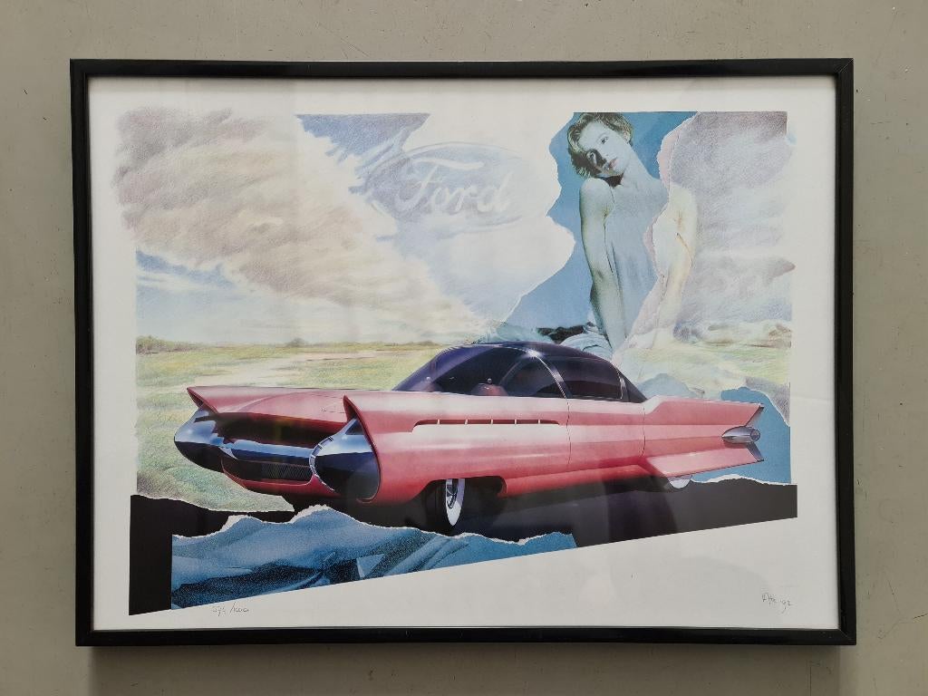 litho Ford La Tosca genummerd gesigneerd space age design, Ophalen of Verzenden, Gebruikt, Auto's