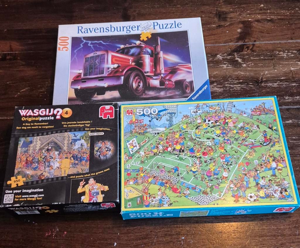 3 puzzels Jumbo en Ravensburger, Hobby en Vrije tijd, Denksport en Puzzels, Gebruikt, Legpuzzel, 500 t/m 1500 stukjes, Ophalen of Verzenden
