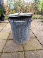 Vintage metalen afvalemmer met deksel - Amsterdam, Gebruikt, 50 tot 75 cm, Ophalen of Verzenden, Metaal