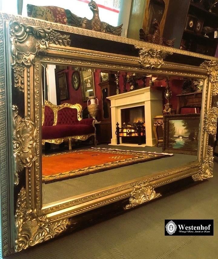 Groot spiegel klassiek / antieke barok goud, zwarte lijst