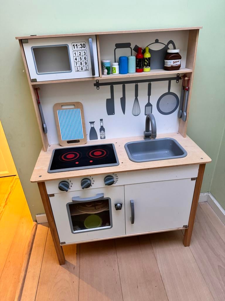 Houten kinderkeukentje met accessoires, Ophalen, Gebruikt, Hout, Speelkeuken