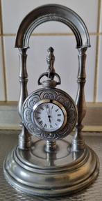 Prachtige grote tinnen zakhorloge houder met zakhorloge., Antiek en Kunst, Ophalen of Verzenden