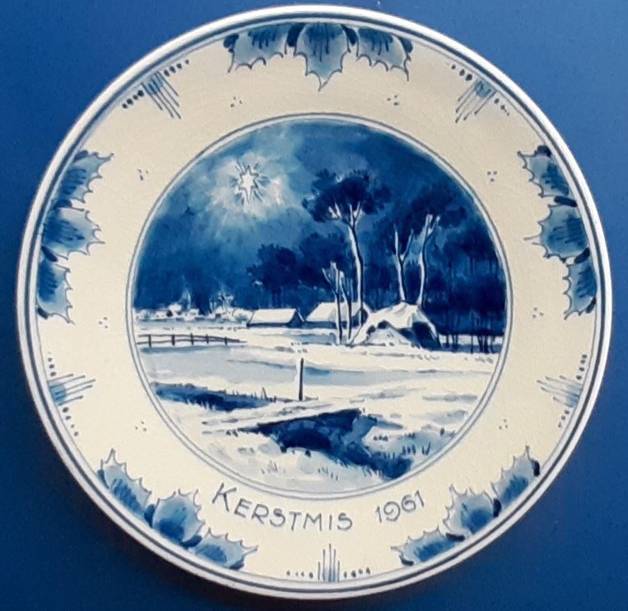 Kerstmis 1961 Porceleyne Fles 18cm (7) Sneeuwlandschap ster, Ophalen of Verzenden