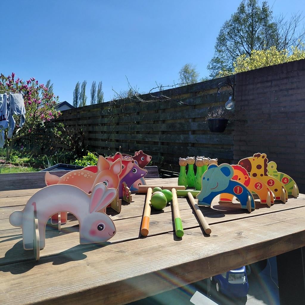 Houten buitenspeelgoed Croquet, bowlen en ringwerpen, Ophalen, Gebruikt