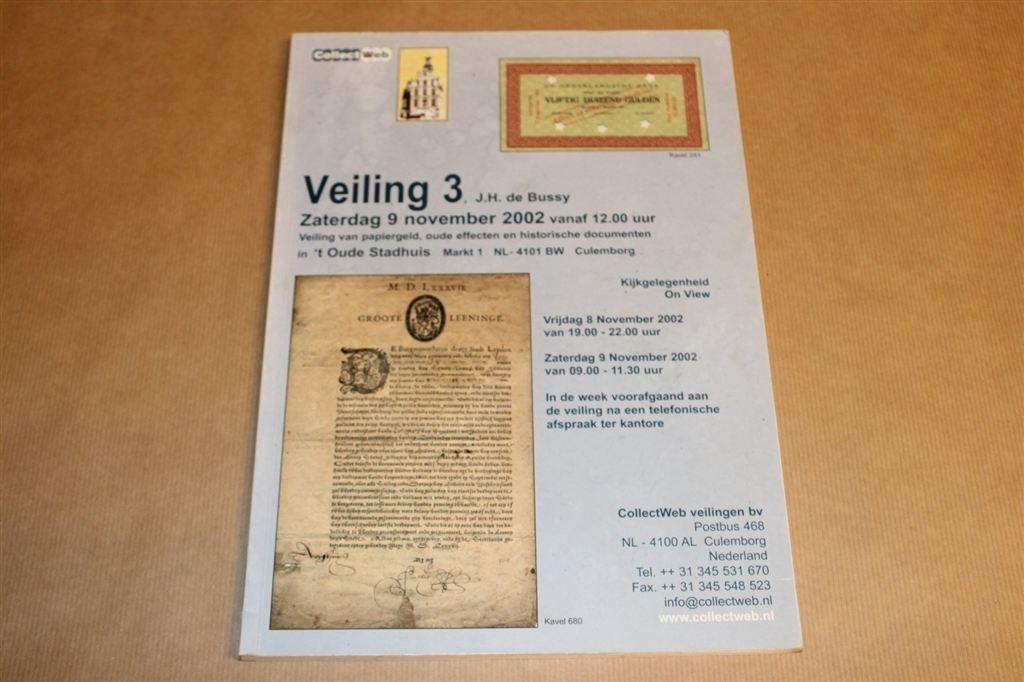 CollectWeb Veiling 3 — Papiergeld & Hist. Documenten [2002], Ophalen of Verzenden, Gelezen, Europa
