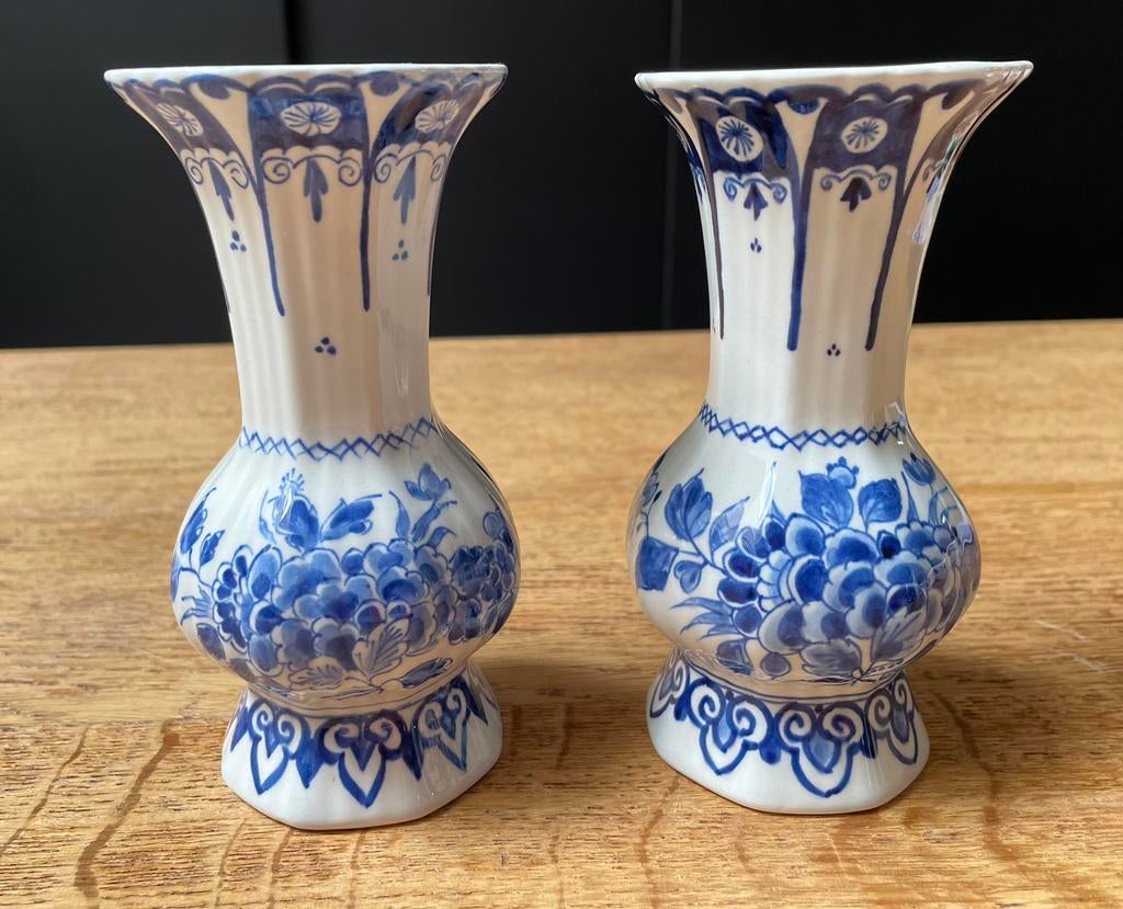 Delfts blauwe trompetvaasjes De Porceleyne Fles - 1969/1970, Antiek en Kunst, Antiek | Vazen, Ophalen of Verzenden