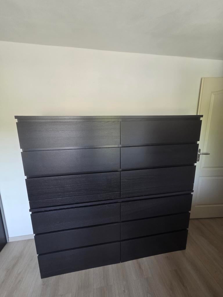 2x IKEA Malm ladekast zwart/donkerbruin, 156cm hoog, Huis en Inrichting, Kasten | Ladekasten, Zo goed als nieuw, 150 tot 200 cm