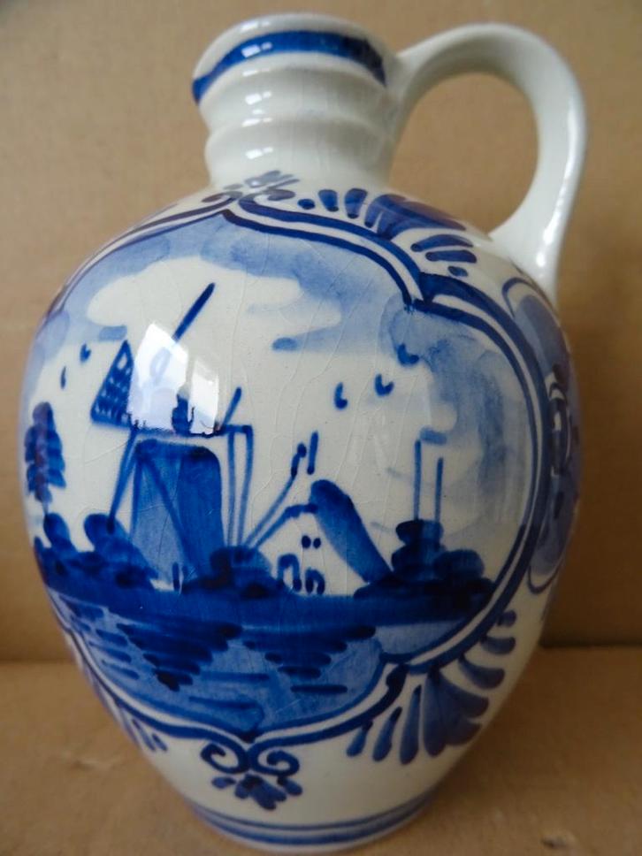 Delfts blauw vaasje kannetje met molen 13cm Delfts Holland, Antiek en Kunst, Curiosa en Brocante, Ophalen of Verzenden