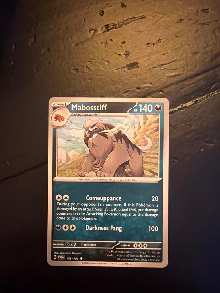 Mabosstiff 143/193 - Pokémon kaart, Ophalen of Verzenden, Zo goed als nieuw, Losse kaart