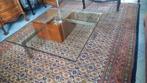 design salontafel glas geborsteld staal hout, Ophalen, 100 tot 150 cm, Vierkant, 50 tot 100 cm