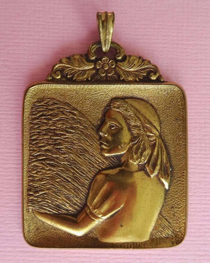 jwg Grote vintage Art Deco stl brons hanger Finland design, Sieraden, Tassen en Uiterlijk, Antieke sieraden, Hanger, Brons, Verzenden