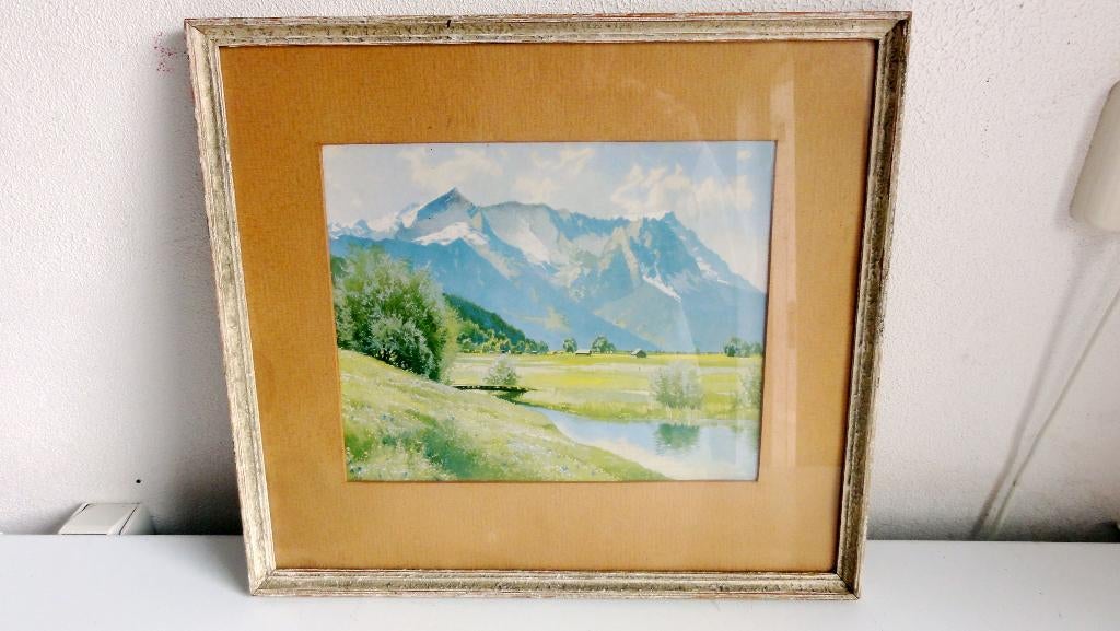 Schilderij, berglandschap H.Ras Steenwijk Kunsthandel, Antiek en Kunst, Ophalen of Verzenden