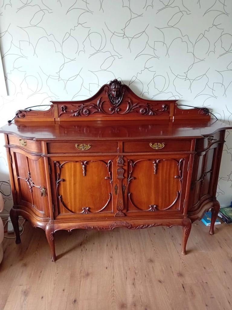 Antieke Amsterdamse Dressoir J.B Hillen ca: 1900 Nette Staat, Ophalen, Gebruikt, 150 tot 200 cm, Amsterdamse kast