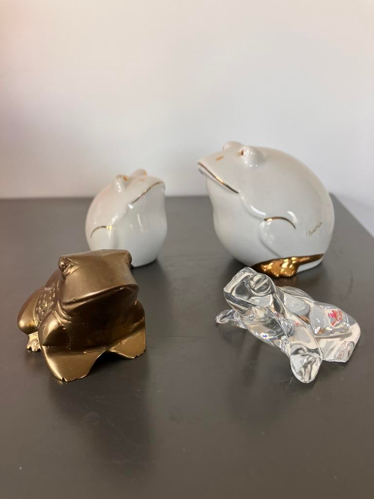 Kikkers keramiek glas en brons, Verzamelen, Beelden en Beeldjes, Ophalen of Verzenden, Zo goed als nieuw, Dier