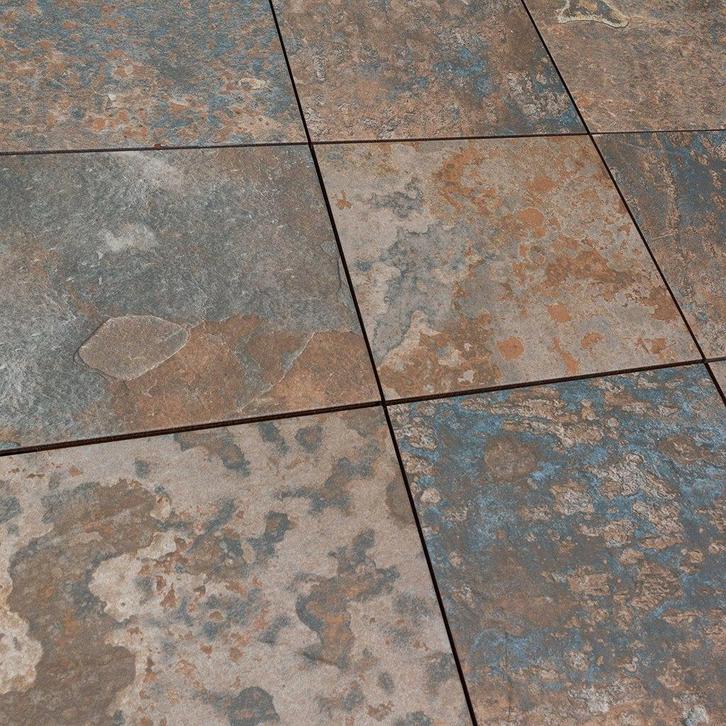 terrastegels Oxide Multicolor Slate 60x60 cm strak gezaagd, Tuin en Terras, Tegels en Klinkers, Nieuw, Terrastegels, Natuursteen