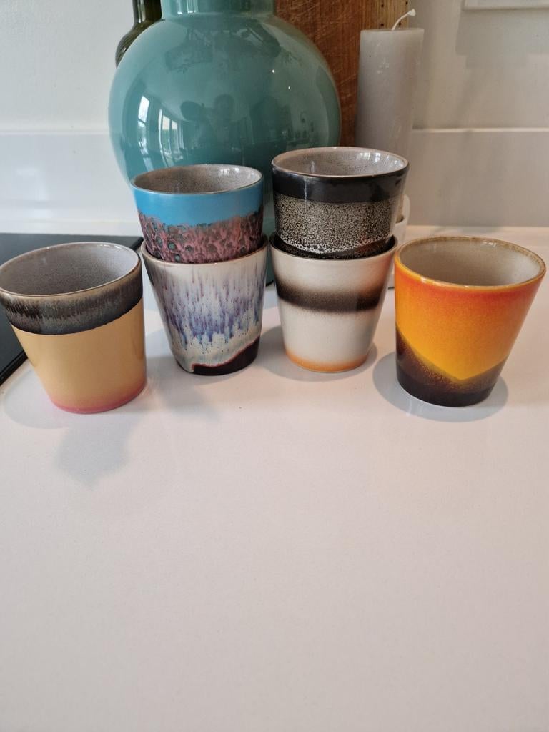 6 HK Living mokjes/kopjes als nieuw, Huis en Inrichting, Keuken | Servies, Ophalen, Keramiek, Zo goed als nieuw, Overige stijlen