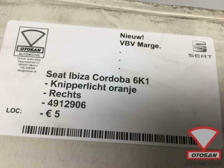 seat ibiza cordoba 6k1 knipperlicht nieuw! rechts voor 49129, Autovia A-2, Km 585 585
08760  Martorell, ES, Nieuw, Ophalen of Verzenden