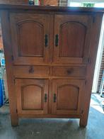 Eiken 4-deurs buffetkast met 2 laden. Compleet met sleutels., Huis en Inrichting, Kasten | Buffetkasten, Gebruikt, 200 cm of meer