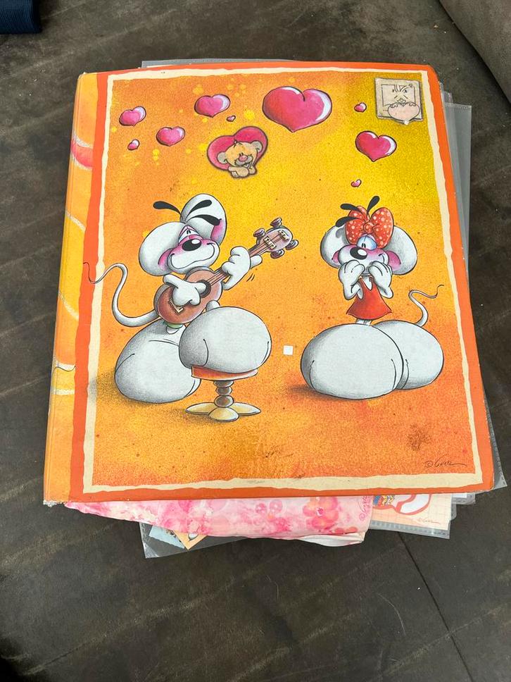 Diddl map vol met diverse Diddl blaadjes, Verzamelen, Diddl, Gebruikt, Papier, Kaart of Schrift, Verschillende figuren, Ophalen of Verzenden