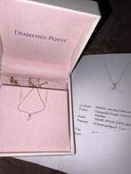 Diamond Point Letter J Diamanten Hanger + Ketting, Sieraden, Tassen en Uiterlijk, Ophalen of Verzenden, Zo goed als nieuw, Goud