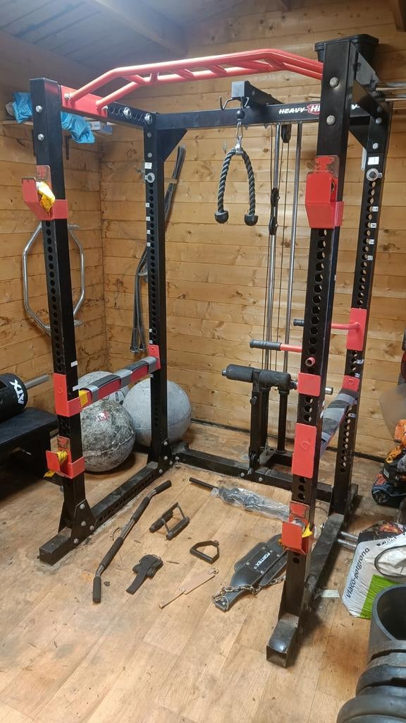 Powercage / Squat Rack met Kabel & Accessoires, Ophalen, Gebruikt, Krachtstation, Metaal