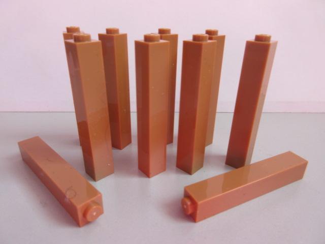 nr. 8407, 10 lichtbruine pilaren, 1x1x5., Ophalen of Verzenden, Zo goed als nieuw, Complete set, Lego