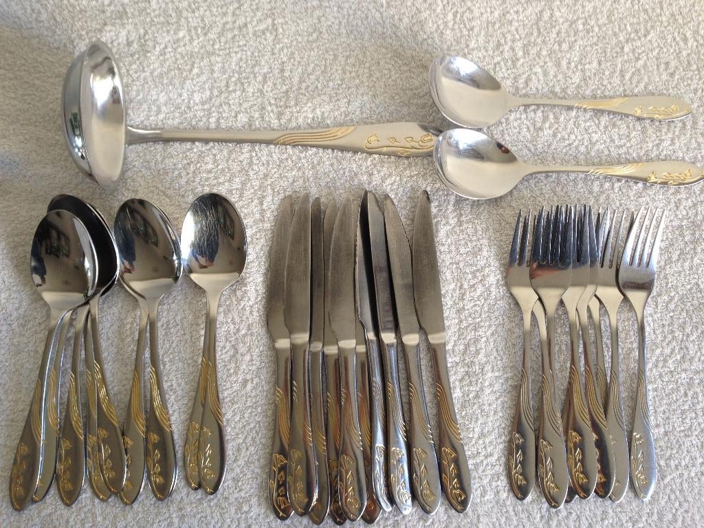 🍴SOLINGEN Happy Baron BESTEKCASSETTE uit de jaren 90., Gebruikt, Ophalen of Verzenden, Rvs of Chroom, Vaatwasserbestendig