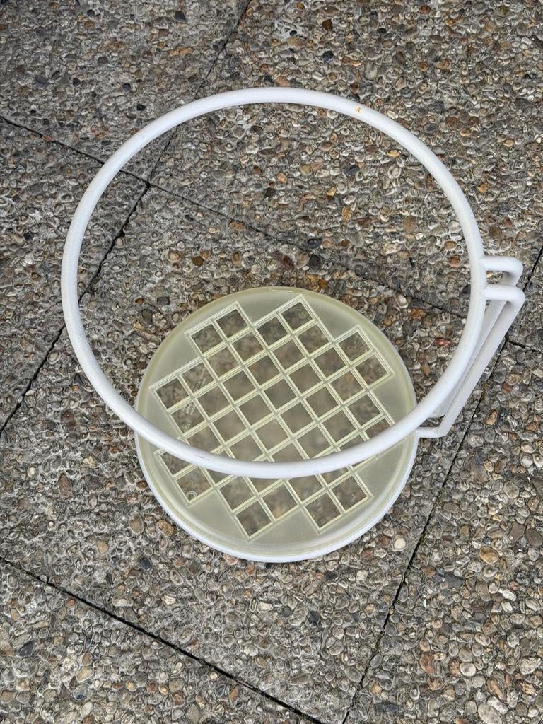 Witte parasolvoet met transparante plaat, merk Goccia, Ophalen of Verzenden, Transparant, Gebruikt, Wit