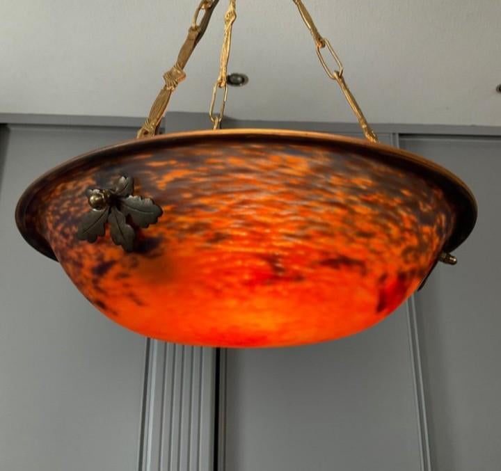 Art Nouveau Pâte de Verre Plafondlamp, Frankrijk, 20e Eeuw, Antiek en Kunst, Antiek | Lampen, Ophalen