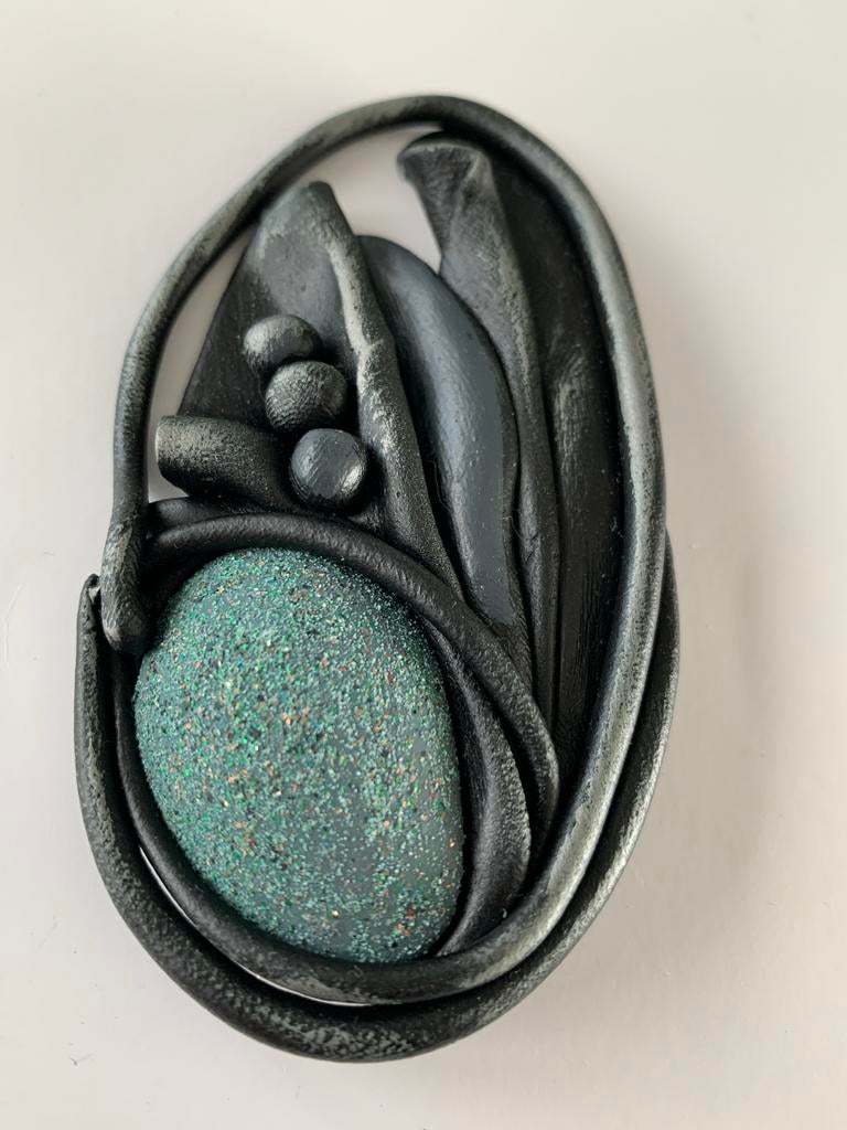 Vintage Broche met Groene Steen - Nieuw, Overige materialen, 4 tot 7 cm, Nieuw, Ophalen of Verzenden