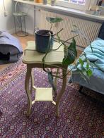 Vintage Houten Bijzettafel / Plantentafel Hoog Groen, Ophalen, Minder dan 55 cm, Gebruikt, Overige vormen