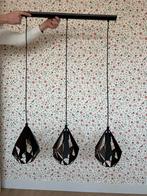 Moderne Eglo hanglamp met 3 kappen / als nieuw, Ophalen of Verzenden, Zo goed als nieuw, Hout, 75 cm of meer