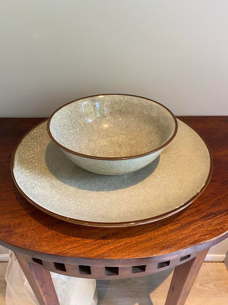 Spaanse Schaal met bijpassende Kom, Huis en Inrichting, Keuken | Servies, Gebruikt, Schaal of Schalen, Overige stijlen, Keramiek