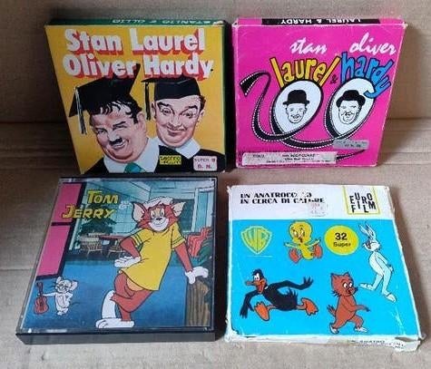4x Super 8 films Laurel & Hardy, Tom & Jerry, Warner Bros, Audio, Tv en Foto, Filmrollen, Ophalen of Verzenden, 8mm film