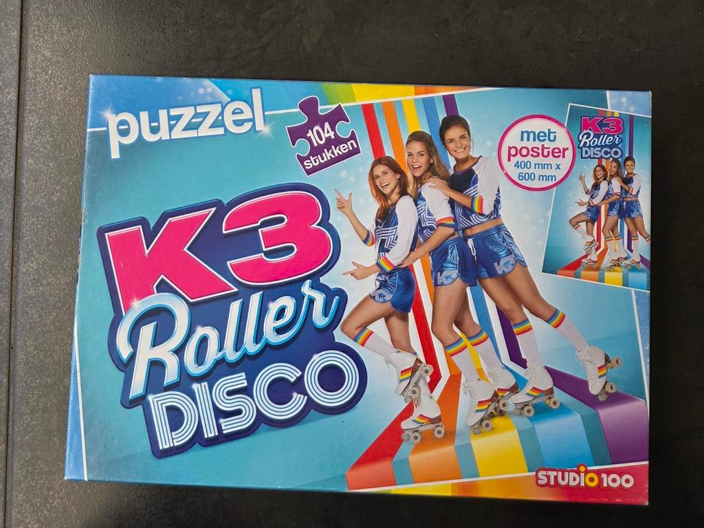 K3 Rollerdisco puzzel (zonder poster), Ophalen of Verzenden, Zo goed als nieuw, Puzzelen