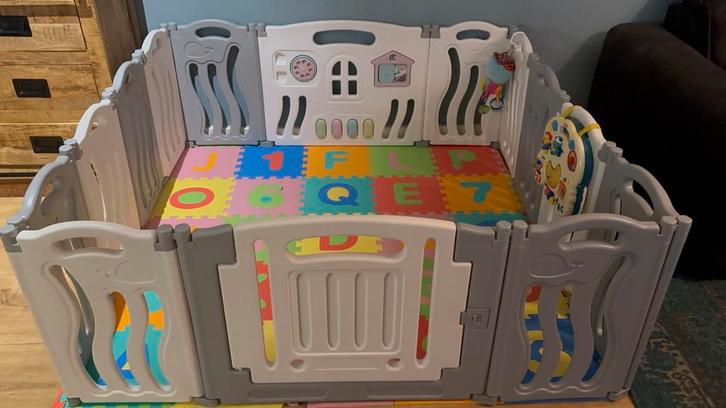 Grondbox playpen met speelmat, Kinderen en Baby's, Boxen, Gebruikt, Vierkant, Boxkleed, Ophalen