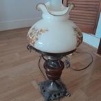 Antieke tafellamp met bloemmotief, Ophalen of Verzenden