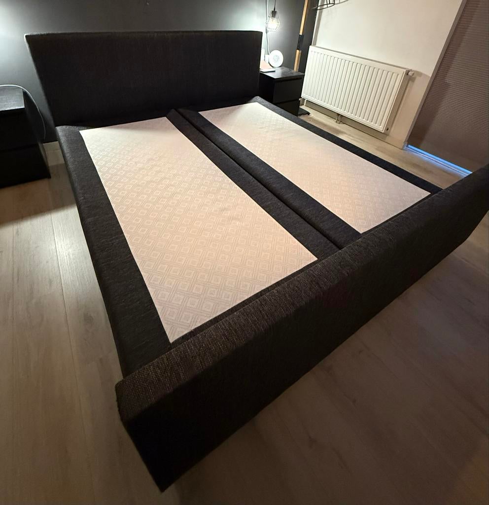 Boxspring stof antraciet 180 x 200 cm, Ophalen, Gebruikt, Tweepersoons, 180 cm