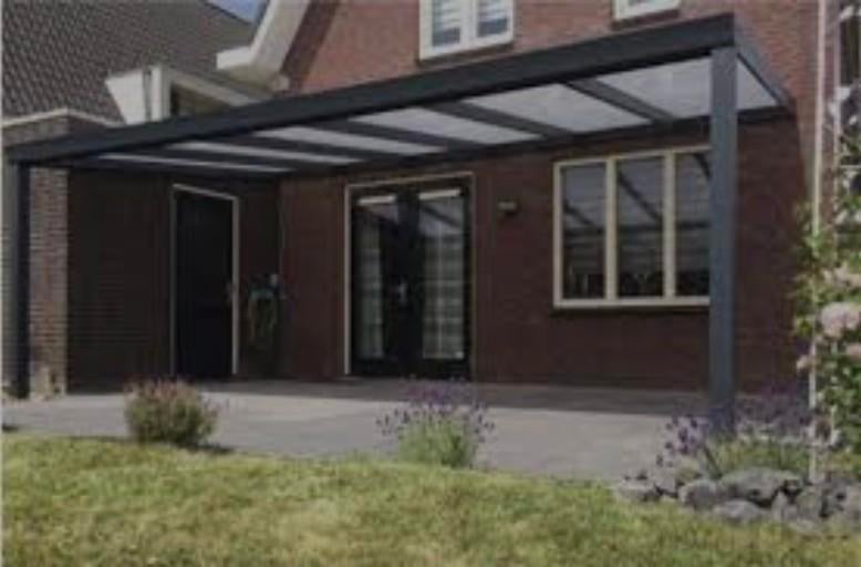 Nieuwe aluminium overkapping 6x2.5m met zijkanten en spotjes, Tuin en Terras, Overkappingen, Ophalen of Verzenden