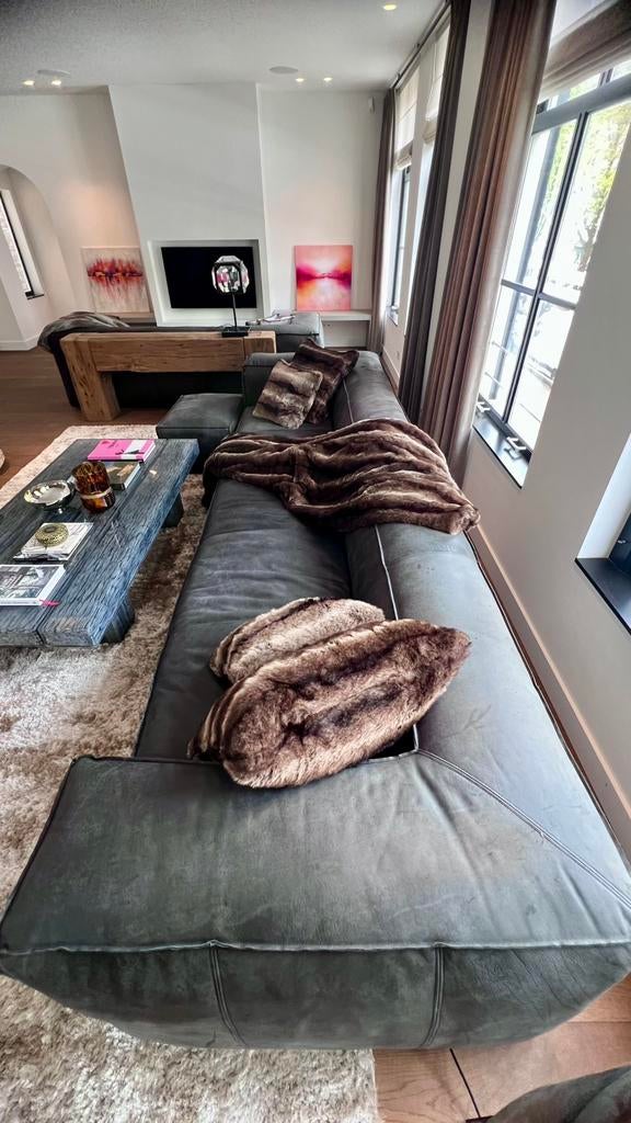 Timothy Oulton Designer Sofa & Pouf 3m85cm, Huis en Inrichting, Banken | Sofa's en Chaises Longues, Ophalen of Verzenden, Zo goed als nieuw