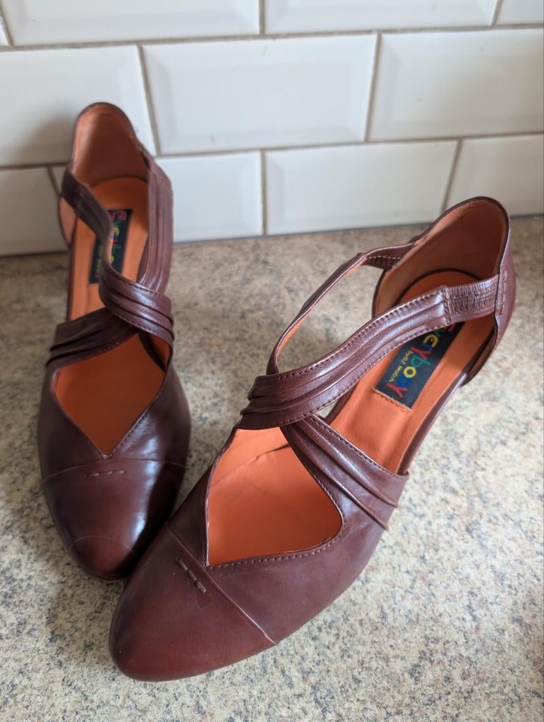 Everybody open leren pumps zgan mt 40,5, Kleding | Dames, Schoenen, Ophalen of Verzenden, Zo goed als nieuw, Bruin