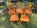 Windsor stoelen massief hout 5 stuks – klassiek karakter!, Huis en Inrichting, Stoelen, Ophalen, Gebruikt, Bruin, Vijf, Zes of meer stoelen