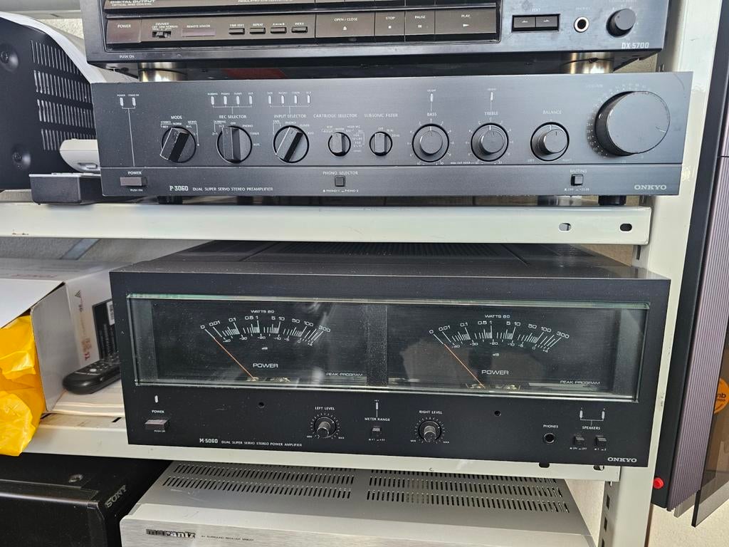 Onkyo M-5060 Eindversterker & P-3060 Voorversterker Set, Ophalen, Gebruikt, 120 watt of meer, Stereo
